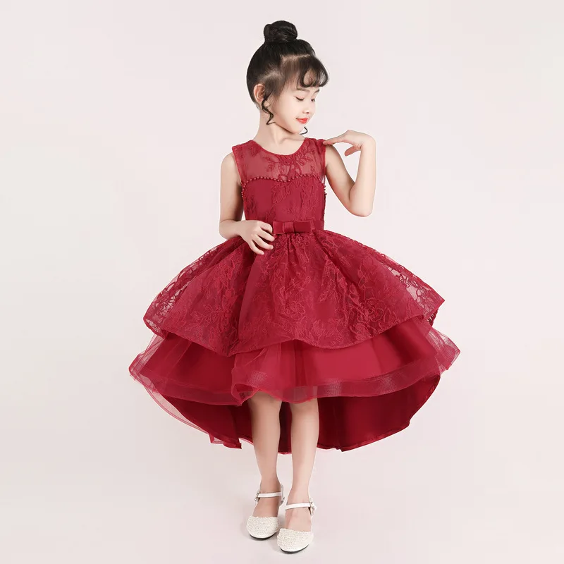 Детское платье принцессы для девочек от 3 до 12 лет; вечерние карнавальные костюмы на Пасху; детское свадебное платье «Ласточкин хвост»; элегантное платье русалки для маленьких девочек - Цвет: red