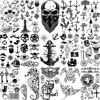 Anchor Pirate Skull Temporary Tattoos For Women Adult Men Kids Boy Astronaut Ship Seahorse Fake Tattoo Neck Arm Hand Small Tatoo 1