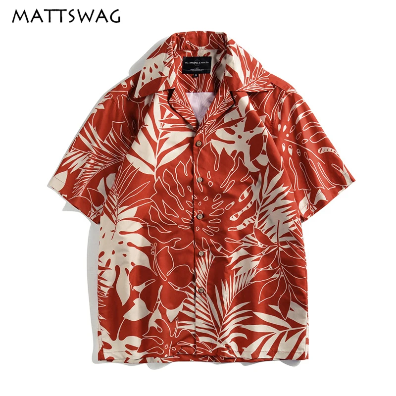 Мужская рубашка с цветочным принтом MATTSWAG гавайская пляжная в виде пальмовых
