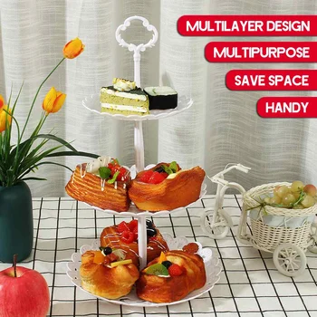 

3 Tier Cake Stand Afternoon Tea Wedding Plates Party Tableware New Bakeware Plastic Tray Display Rack Cake Decorating Tools