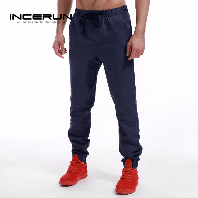 INCERUN шаровары Slim Fit Мужские повседневные эластичные брюки Талия Длинные брюки одежда Jogger спортивные брюки мужские большие размеры мода осень