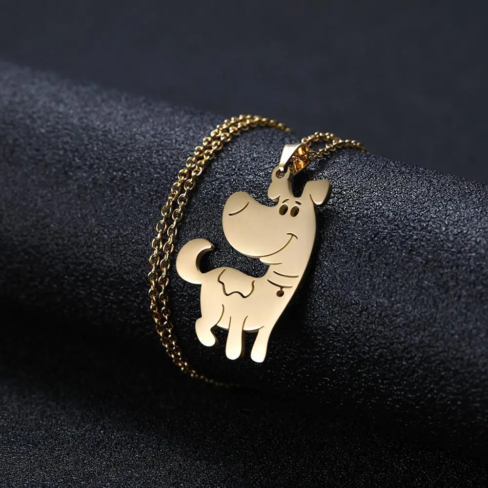 Dog Gold 2 Lemegeton Милая Панда Сова Медведь свинья собака кошка ожерелье женское из нержавеющей стали ювелирные изделия друзья подарок животное Чокер ожерелья бижутерия - Окраска металла: Dog Gold 2