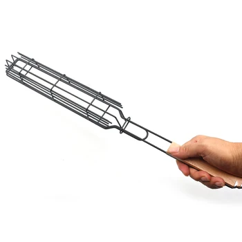 

4PCS Steel Barbecue Fork Grill Net Multifunctional Barbecue Grilling Net Fish Sausage Meat Grill Tool Creative BBQ Cage