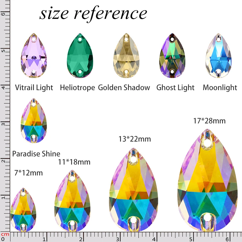 Светящиеся разноцветные K9 стеклянные пришивные стразы слеза хрустальные стразы, горный хрусталь плоские задние пуговицы для шитья на одежде авторские сумки