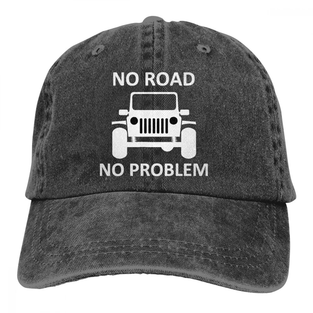 No Road No Problem Casquette черные унисекс Мужские Женские джинсовые бейсболка с ремешком кепки Регулируемая шляпа для гольфа папа