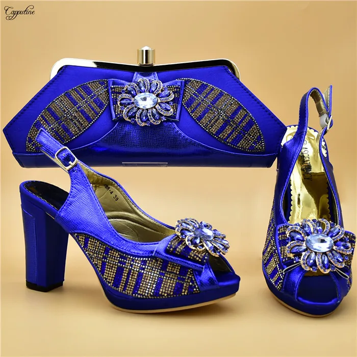 royal blue handbag and shoes