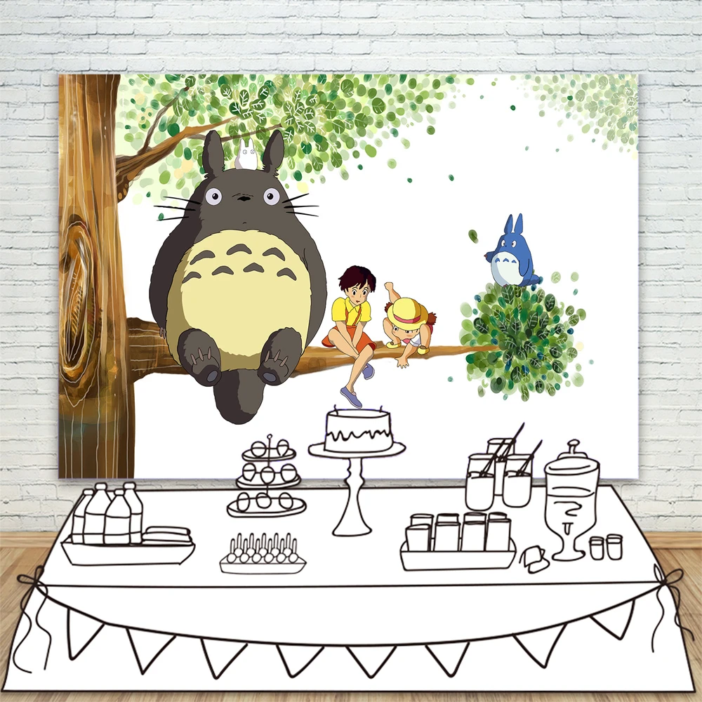 Fondos De Fotografia De Totoro Y Gato Para Fiesta De Cumpleanos De Ninos Decoracion De Bano De Bebe Banner Accesorios De Estudio Fotografico Anime De Japon Fondo Aliexpress