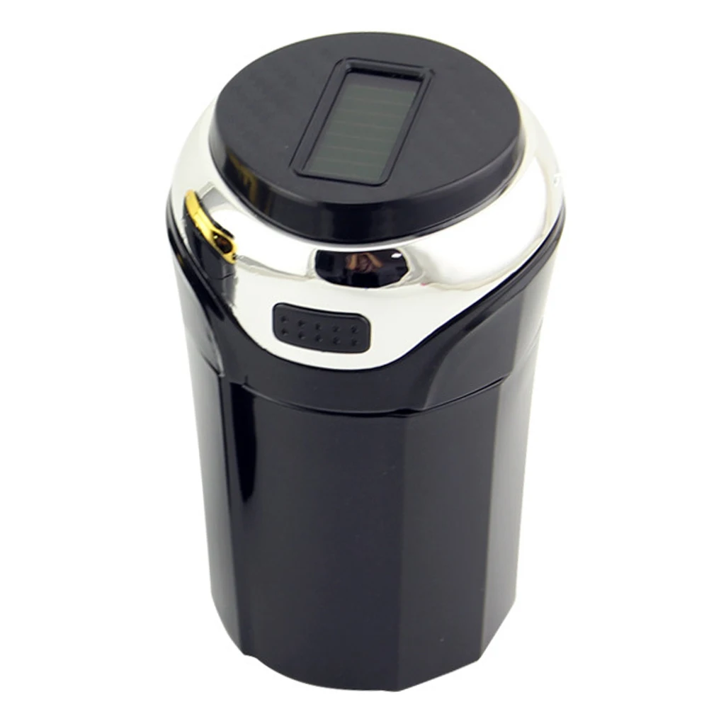 

N12B Car Ashtray Solar Powered Auto Smokeless Portable With Lid Rustless Smoking Accessory Disassemble Seal LED Lighting