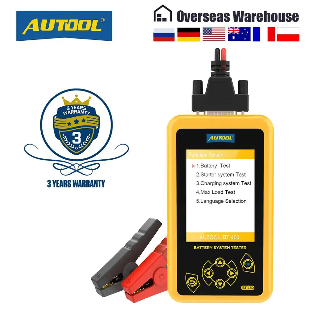 AUTOOL BT460 автомобиля Батарея Тестер 12V/24V тестер нагрузки Авто анализатор зарядки
