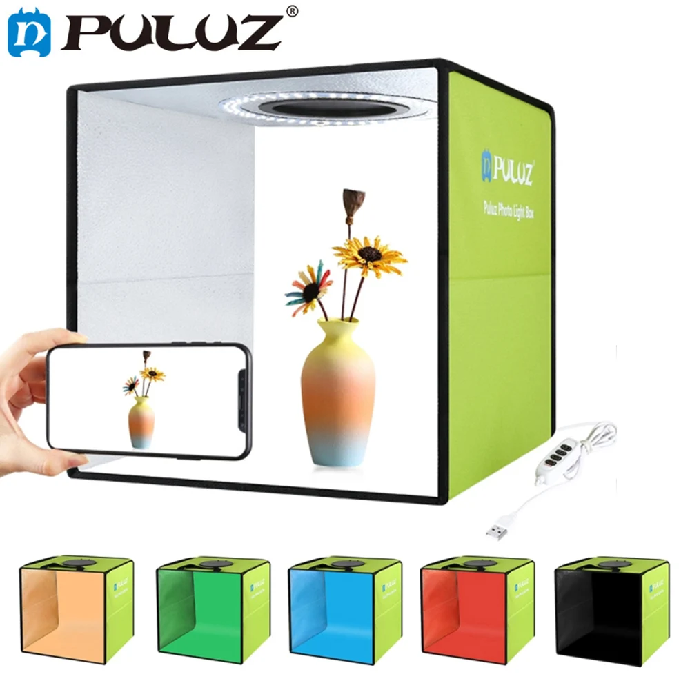 

NEW Green Lightbox 6 Color Backdrops Photo Studio Live Shoot Box Ring Led Light Photography Foldable Tent FotografÃ­a 30*30 cm