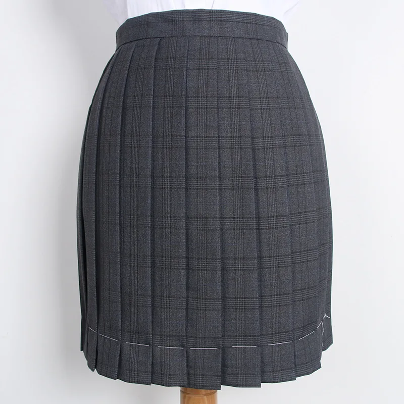 Skirt Женская униформа, плиссированная летняя юбка JK, школьная форма, юбка для девочек, Студенческая, японская, милая, высокая талия, клетчатая, серая, черная, клетчатая юбка - Цвет: Skirt