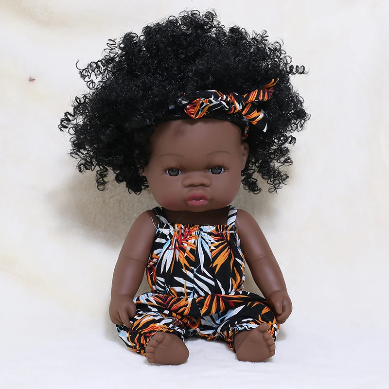 35CM American Reborn Black Baby Doll Bath Play Full Silicone Vinyl Baby Dolls Lifelike Newborn Baby Doll Toy Girl Christmas Gift 12