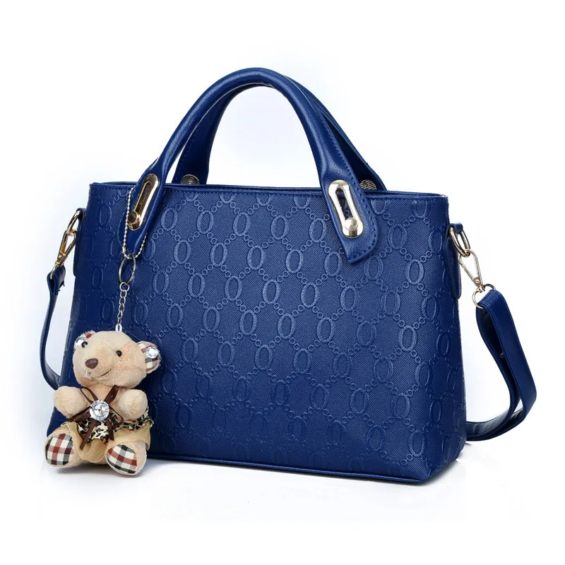

2019 New Style Europe And America Luxury Elegance Bear Hanging Decoration Four-piece Set Different Size Bags Women's Handbag Cro