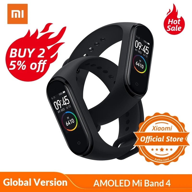Xiaomi Mi Band 4 глобальная Версия смарт часов 135 мАч пульсометр фитнес трекер