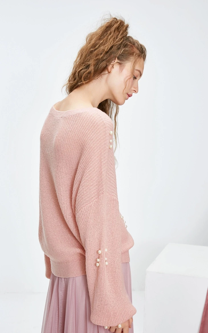 Vero Moda зимний осенний свитер с длинными рукавами, украшенный жемчугом свитер женский | 318413523