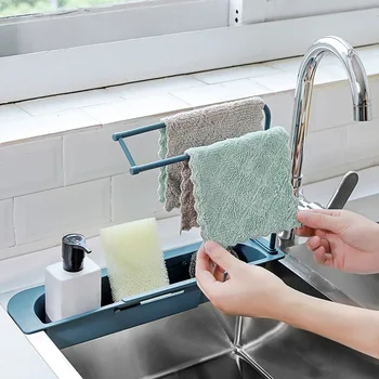 

Kitchen sink water basket can be hung sink kitchen supplies shelf washing dishes cloth rack retractable storage rack