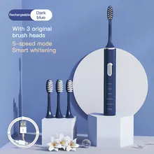 

Ultrasonic Electric Toothbrush Wireless Charging for Adult IPX7 Waterproof 3 Replacement Heads Whitening Smart Teeth Brush