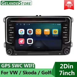 GELANDE – autoradio 7 ", Android, Navigation GPS, FM, MP5, lecteur Audio stéréo, écran tactile, 2 Din, 64 go, pour voiture VW 