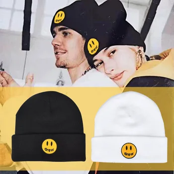 

Justin Bieber Drew Cotton Casual Beanies for Men Women Knitted Winter Hat Solid Color Hip-hop Skullies Hat Unisex Cap