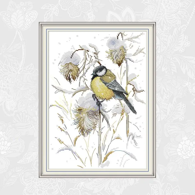 

Bird in Late Autumn Cross Stitch Kits Aida Fabric 14ct 11ct Count Canvas Cotton thread Embroidery Set DIY Handmade Needlework