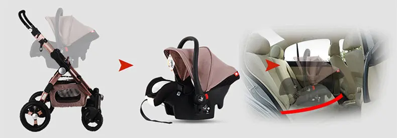 Fast Shippin Free shipping Baby Stroller Higher Land-scape Pram 3 in 1 Portable Carriage 2 in 1 Golden Baby Walker