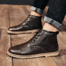 Мужская прогулочная обувь из микрофибры; ботильоны; мужские кожаные ботинки; мужские военные ботинки; Ботинки martin; Уличная обувь; большой размер 47