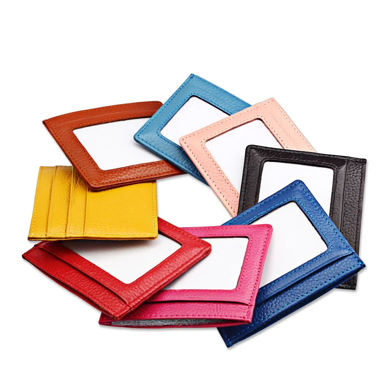 

Portable Card Holder Women ID Card Genuine Leather Men Card Holder Leather Porte Feuille Femme Tarjetero Hombre Card Set