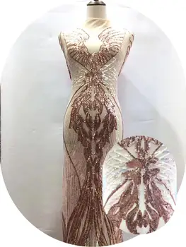 

Gold 2019 New Design African Lace Fabric Wholesale French Lace Fabric High Quality Nigerian Tulle Sequins Lace Fabric