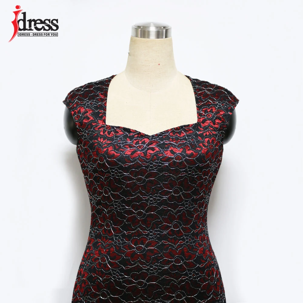 IDress Women Fashion 2020 Summer Sexy Sleeveless Bodycon Dress Ladies Lace Embroidery Knee Length Elegant Office Dress Vestidos (6)