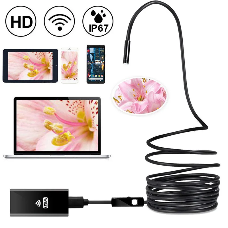 

1/3/5m 8Mm WIFI Endoscope Camera 8LED Adjustable with WiFi version of the endoscope 2 million HD portable endoscope