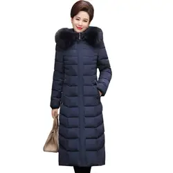 Черная парка больших размеров, зимняя куртка для мамы, женский пуховик из хлопка, теплое плотное длинное пальто, защита от ветра, от дождя