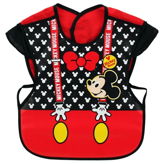 Disney Cute Baby Bibs Waterproof Short Sleeve Apron Children Feeding Smock Bib Burp Clothes Soft Eat Toddler Baberos Bavoir Bibs - Цвет: 1