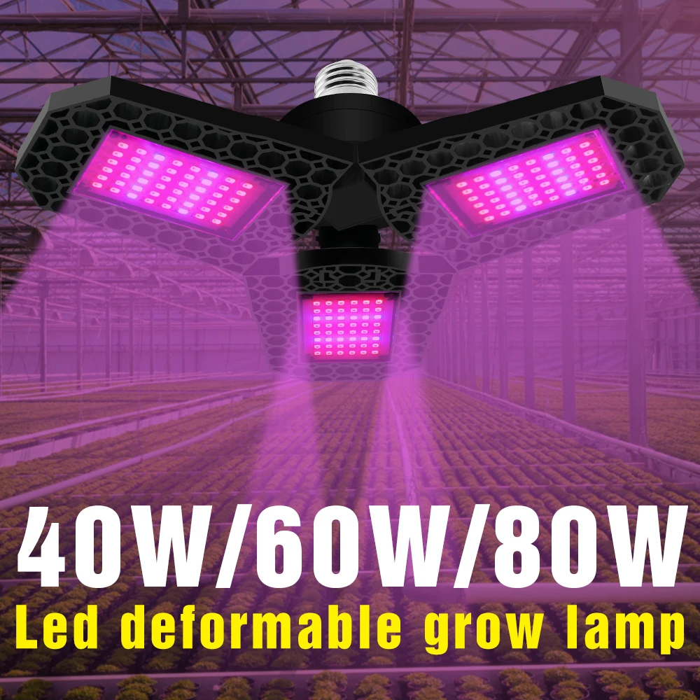 

Greenhouse E27 Plant Light LED Full Spectrum Phyto Grow Lamp 40W 60W 80W Seedling Fito Lampy 220V Flower Seed Growing Tent Box