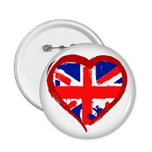 

Love Heart UK England Landmark Flag Mark Illustration Pattern Round Pin Badge Button 5pcs