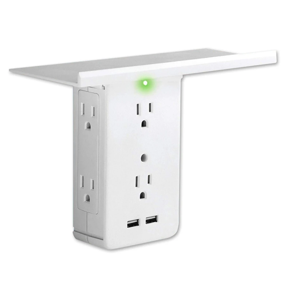 

Newest Switch Socket Rack 6 Electrical Outlet Extenders 2 USB Charging Ports Home