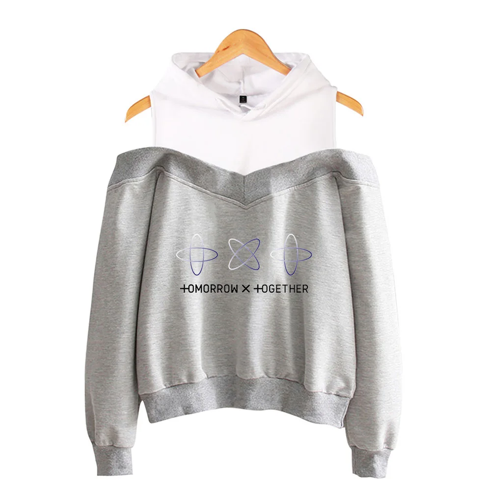 AliExpress,, Женская толстовка с открытыми плечами, с рукавами х, комбинация, Tomorrow X Togethe, Стиль Знаменитостей