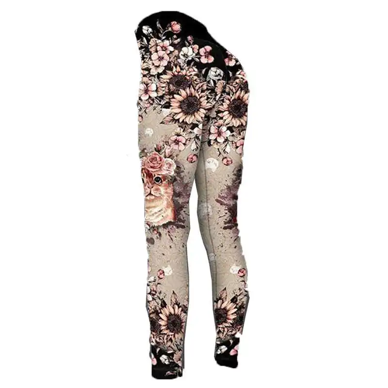 FCCEXIO Cat 3D Print Fitness Sportwear Yoga Clothes Gym Workout Tank Top Sports 2PCS Set Pants Women Seamless Leggings Outfit