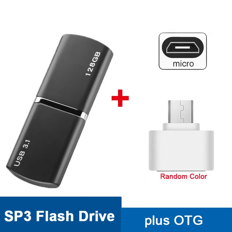 SP3 plus OTG USB твердотельный накопитель SSD 1 ТБ 512GB 256GB 128GB жесткий диск Cle USB 3,1 ручка-накопитель бамбуковый чехол для ноутбука адаптер lightning в подарок - Цвет: SP3 plus OTG