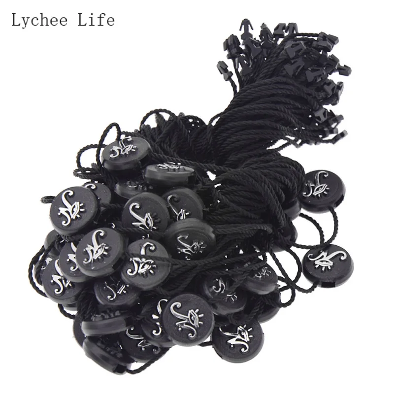 Lychee Life, 50 шт./лот, пластиковая квадратная круглая пряжка, этикетка для одежды, сумки, бирки, карты, аксессуары для одежды DIY