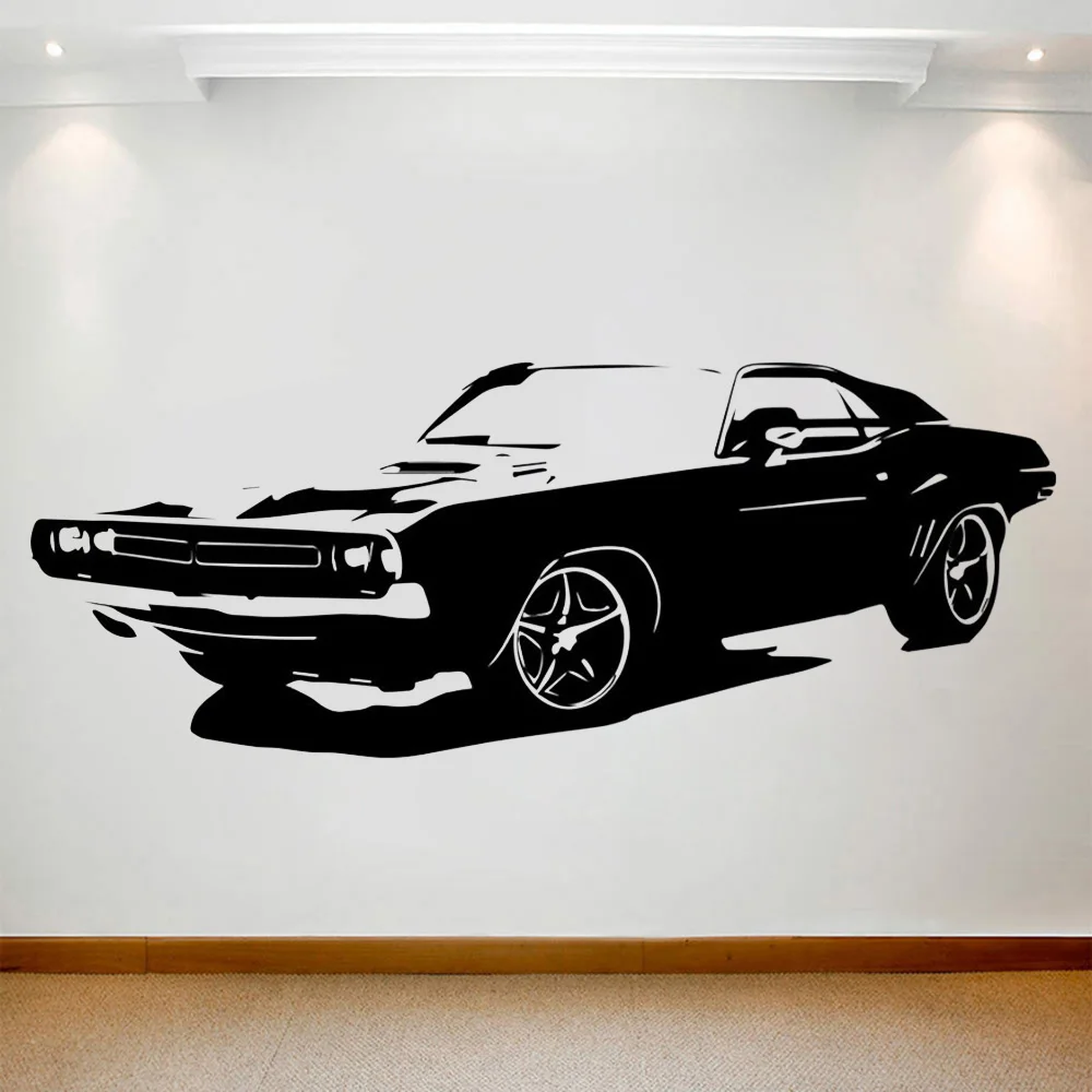 Large Classical Car Wall Sticker Challenger Bedroom Wall Sticker Art Teen Room Home Decor Vinyl Living Room WallPaper wall stickers wall sticker