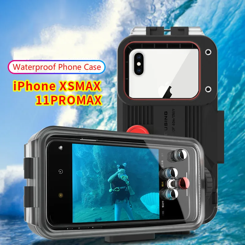 60 м/2019 футов подводная фотовспышка для Xs Max 11 Pro водонепроницаемая с сумкой из ЭВА 1