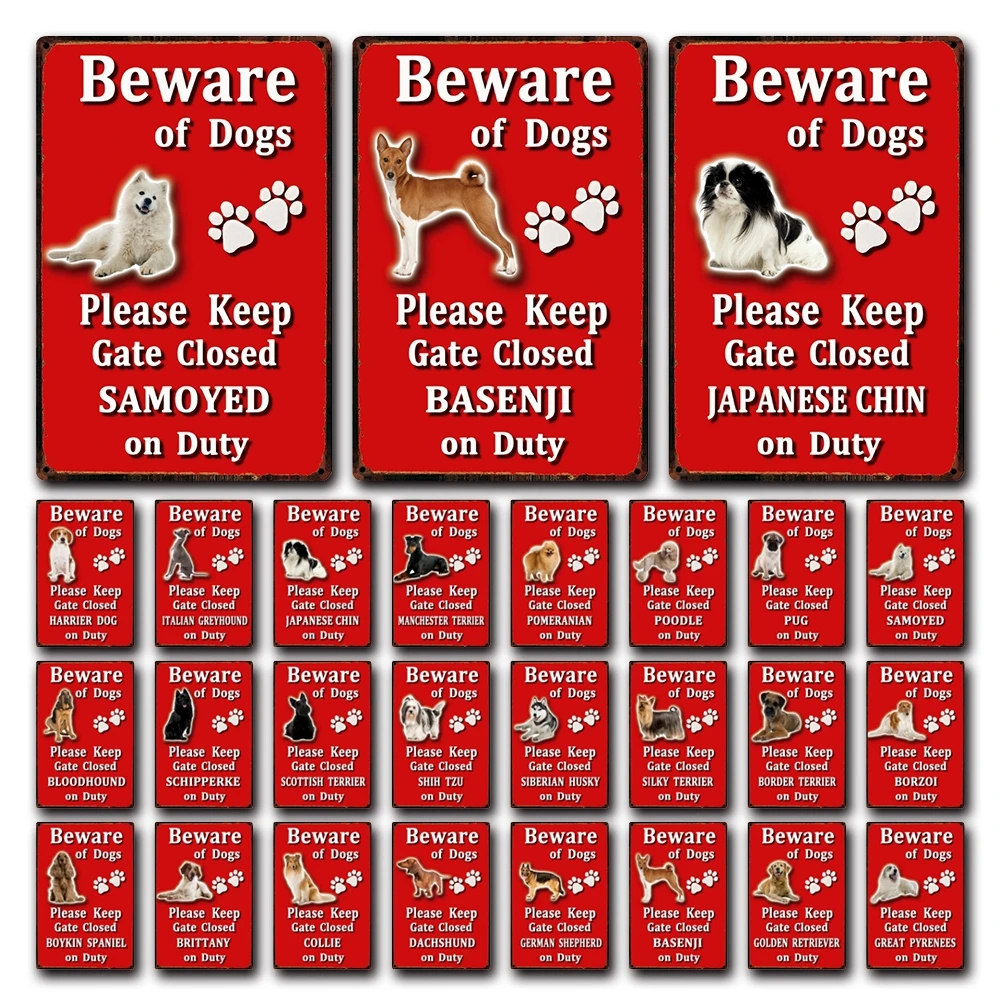 Caution Dog On Duty Pet Sign for Terrier Spaniel Dachshund Chihuahua Poodle