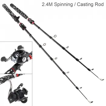 

2.4m Camouflage 6 Section Carbon Fiber Lure Fishing Rod Ultra Light Spinning / Casting Fishing Pole