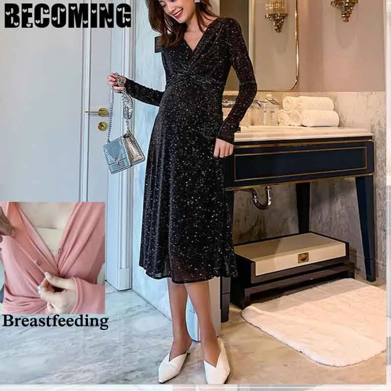 

Pregnant Dress Autumn Spring Maternity Dress Plus Size Nursing Dress Pregnant Breastfeeding Dress Women Clothes Pregency Dress