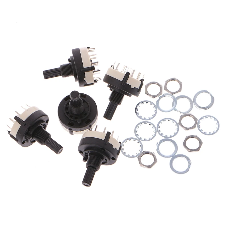 

5Pcs/set 4P3T 4 Pole 3 Position 6mm Shaft Diameter Band Selector Rotary Switch