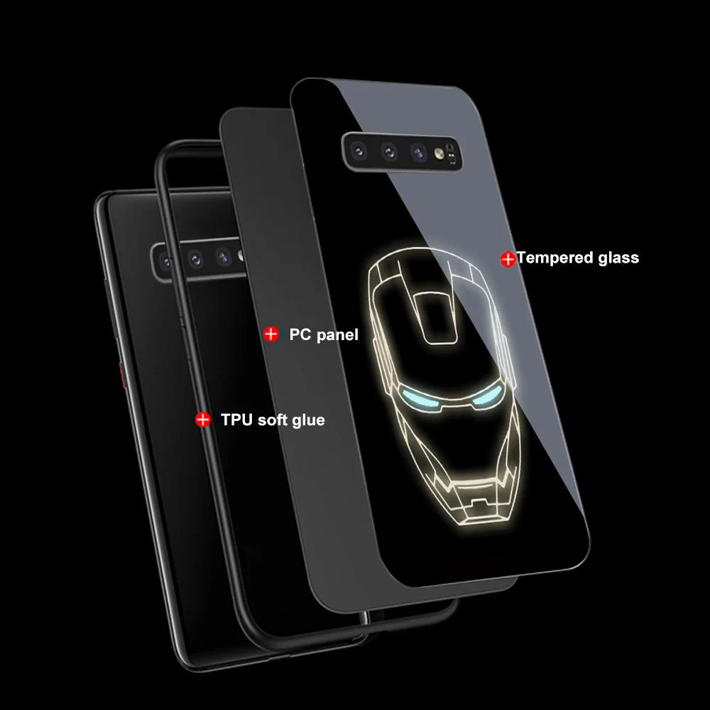 Стекло чехол для samsung Galaxy S10 S10e S9 S8 S7 Примечание 10 9 8 A30 A40 A50 A70 A6 A7 A8 A9 J4 J6 J7 плюс чехол с героями комиксов Марвел