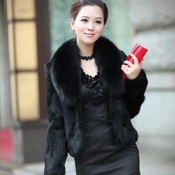 

Short Fur Coats Women 2020 Autumn Winter New Faux Fur Coat High Waist Fashion Slim Fox Fur collar Rabbit Fur Outerwear Ladies