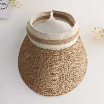 

Kid Summer Sun Visor Beach Hat Long Brim Straw Tennis Cap Suitable For Child Summer Trip Necessary
