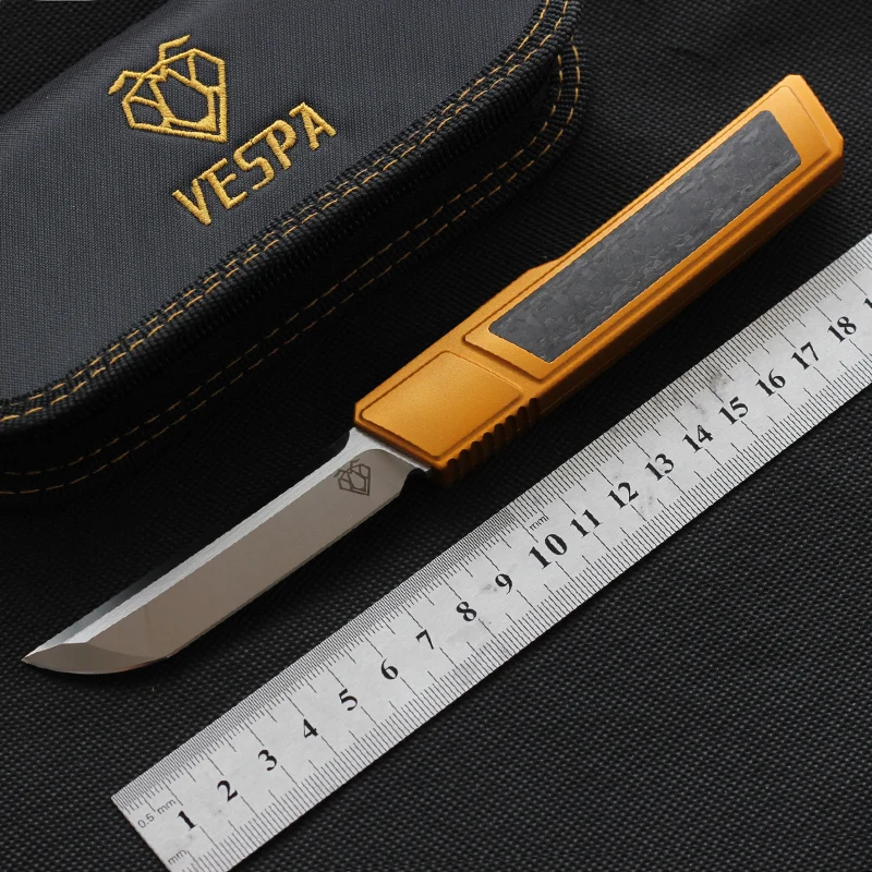 VESPA нож рыхлитель D2 Лезвие Ручка: 7075 алюминий + CF кемпинговые охотничьи ножи для