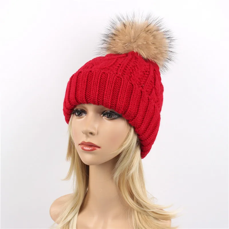 Женская зимняя шапка вязаная шар-помпон однотонная шапка Skullies Beanie шапка для мужчин девочек кепки в стиле хип-хоп